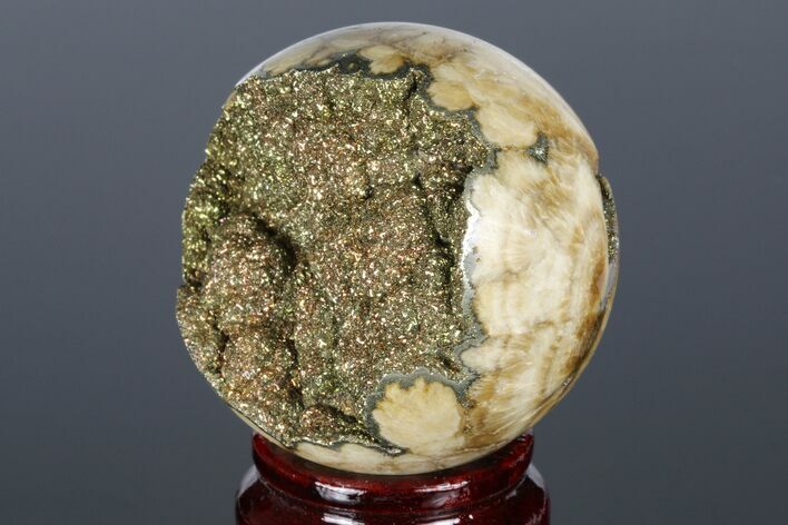 Polished Baryte and Marcasite Sphere - Lubin Mine, Poland #175429